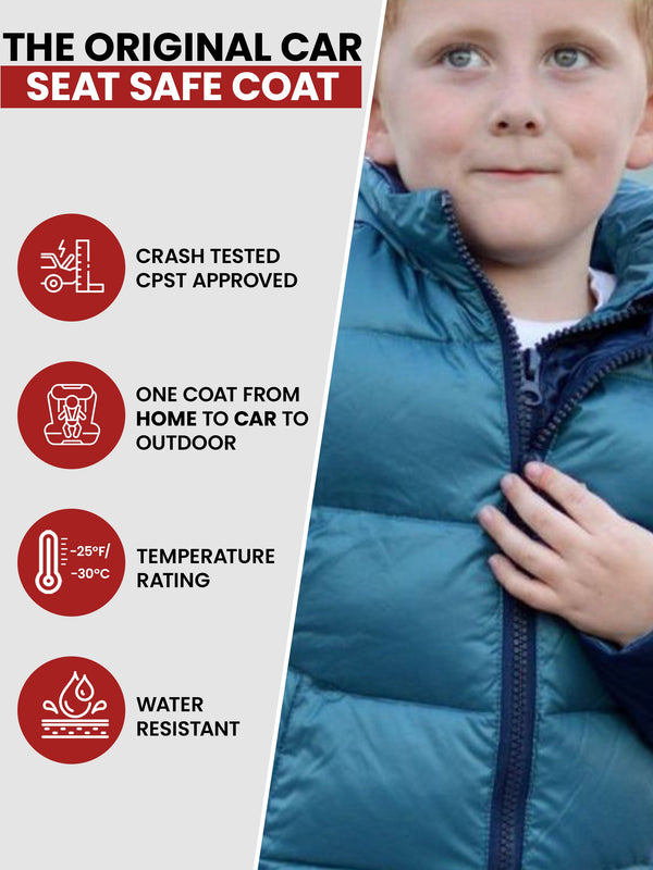 Car Seat Coat | The Road Coat Down - Navy/Teal