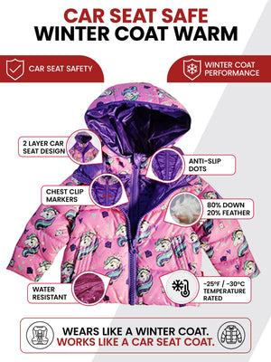 Car Seat Coat | The Road Coat Down - Unicorn Print
