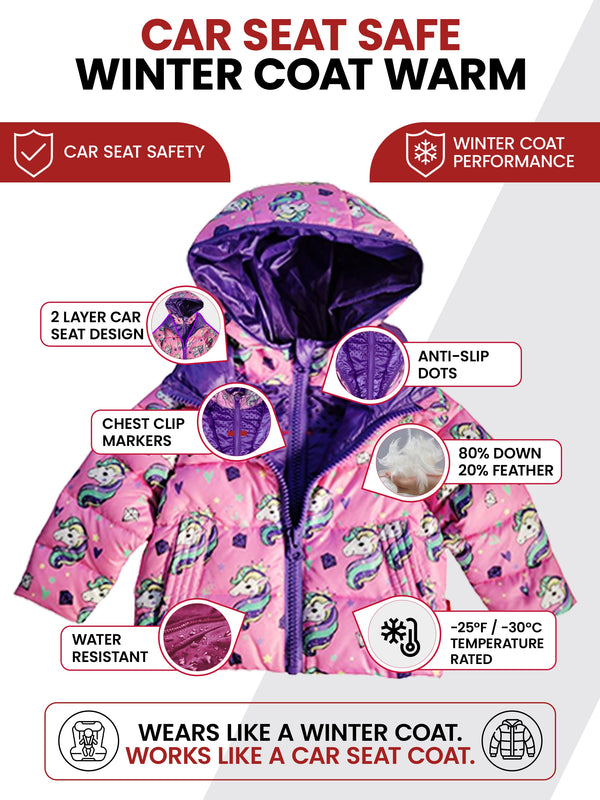 Car Seat Coat | The Road Coat Down - Unicorn Print