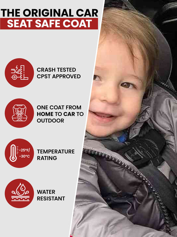 Car Seat Coat | The Road Coat Down - Platinum/Black