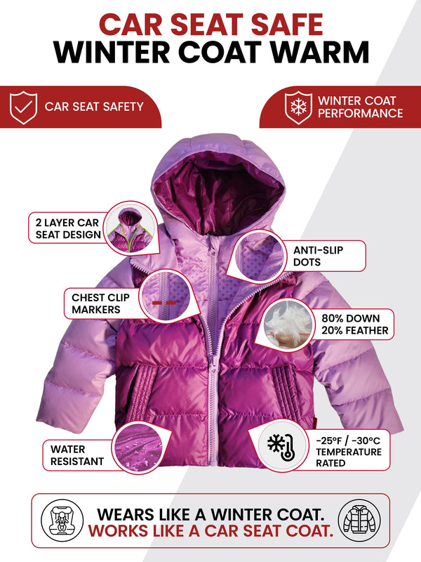 Car Seat Coat | The Road Coat Down - Lilac/Plum