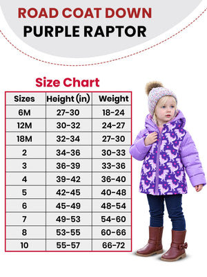Car Seat Coat | The Road Coat Down - Purple Raptor Print