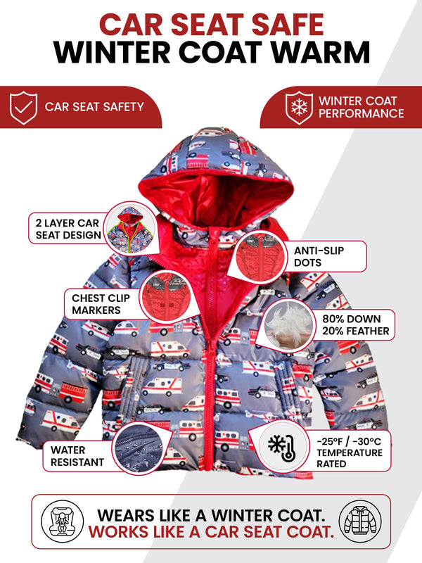 Car Seat Coat | The Road Coat Down - Rescue Print
