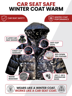 Car Seat Coat | The Road Coat Down - Rocketship Print