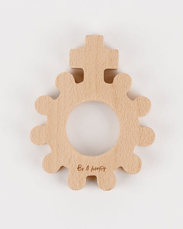 "Baby's First Rosary Wooden Teether - safe, natural, and perfect for soothing gums during teething."