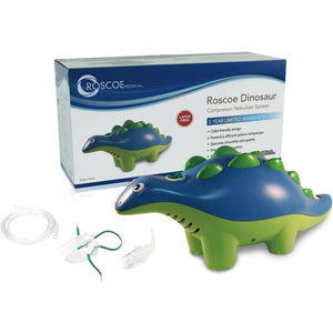 Roscoe Dinosaur Pediatric Nebulizer System with Disposable Neb Kit for kids' bedding and sleep support.