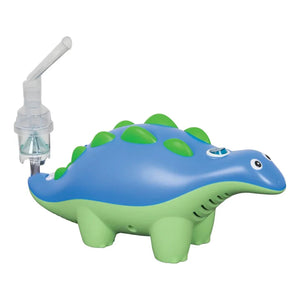 Roscoe Dinosaur Pediatric Nebulizer System with Neb Kit for kids' bedding and sleep support, shown from angle 3.
