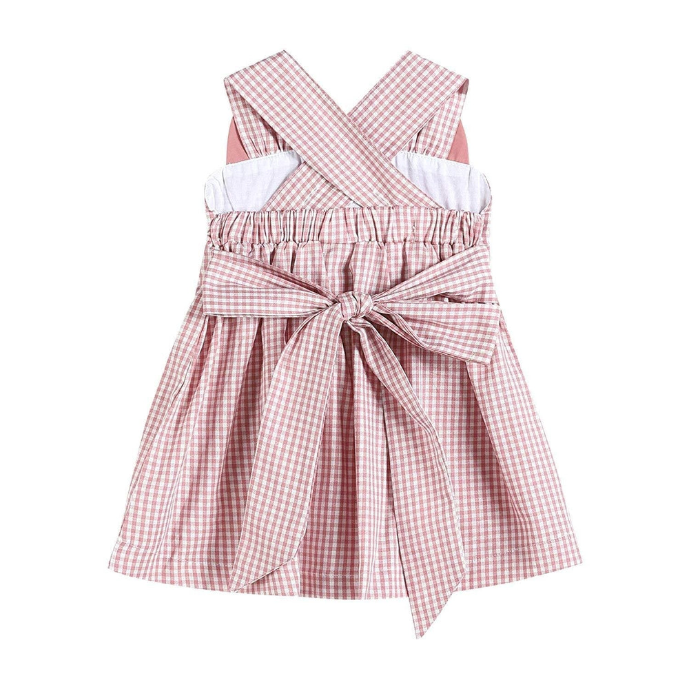 Rose Gingham Little Piggy Sleeveless A-Line Dress - MOOGCO Baby