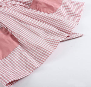 Rose Gingham Little Piggy Sleeveless A-Line Dress