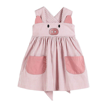 Rose Gingham Little Piggy Sleeveless A-Line Dress - MOOGCO Baby