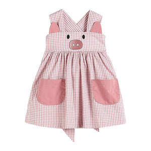 Rose Gingham Little Piggy Sleeveless A-Line Dress