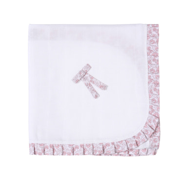ROSE SWEET | Girls White Floral Cotton Muslin Square (70cm) - MOOGCO Baby