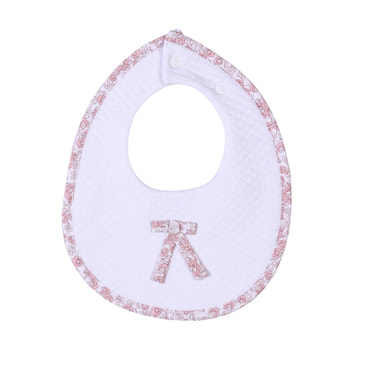 ROSE SWEET | Girls White Floral Quilted Cotton Bib - MOOGCO Baby