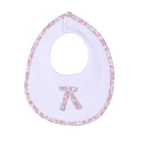 ROSE SWEET | Girls White Floral Quilted Cotton Bib