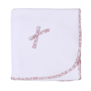 ROSE SWEET | Girls White Floral Quilted Cotton Blanket