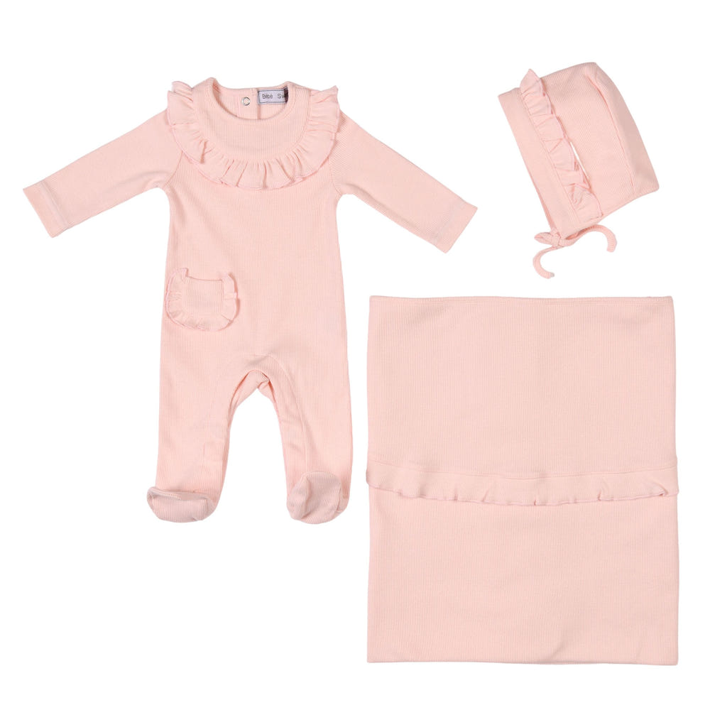 "EMILIA Baby Girls Pink Babysuit Gift Set - Adorable and stylish gift for newborns, perfect for any occasion."