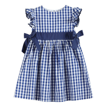 Royal Blue Gingham A-Line Dress for babies, perfect for stylish and comfortable wear.