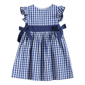 Royal Blue Gingham A-Line Dress for babies, perfect for stylish and comfortable wear.