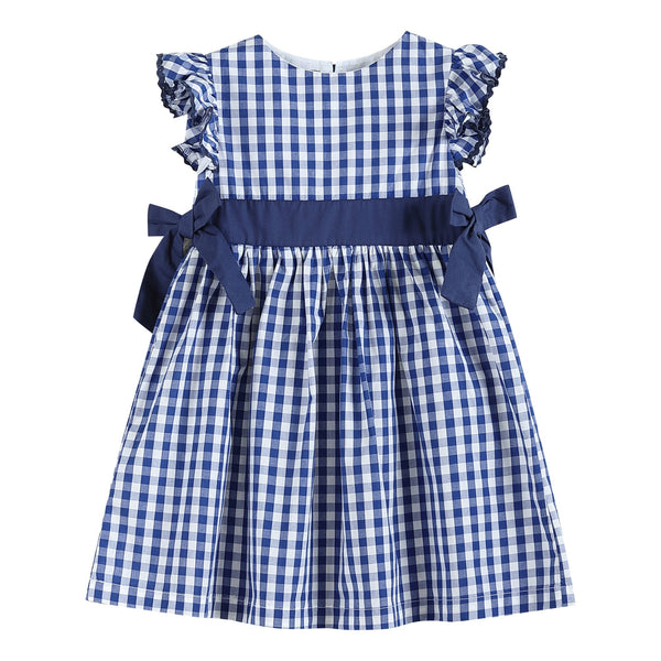 Royal Blue Gingham A-Line Dress for babies, perfect for stylish and comfortable wear.