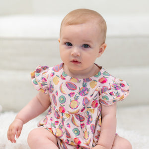 Tropical Fruit Ruffle Romper