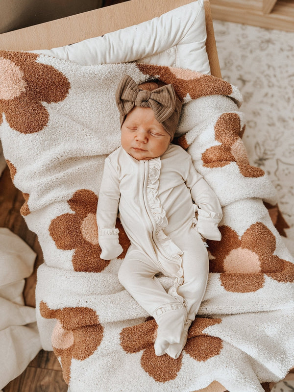 Cream Baby Pajamas | Ruffle Zipper Romper