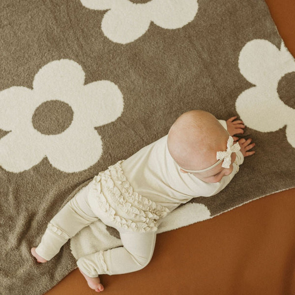 Cream Baby Pajamas | Ruffle Zipper Romper
