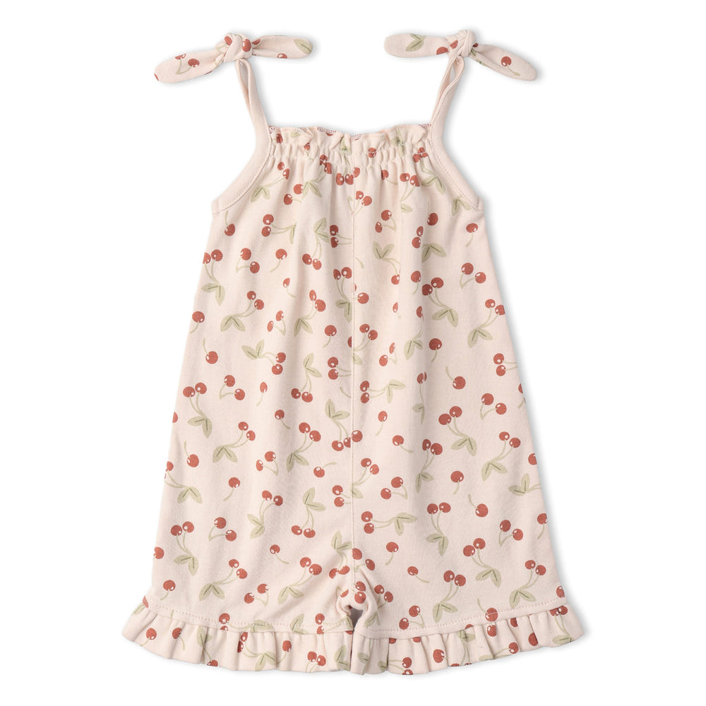 Organic Ruffle Jumpsuit - Cherry