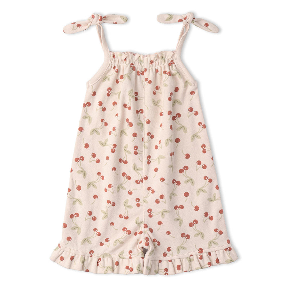 Organic Ruffle Jumpsuit - Cherry