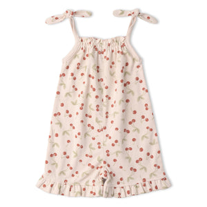 Organic Ruffle Jumpsuit - Cherry