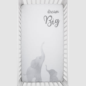 Elephant Tribe Grey and White 100% Cotton Photo Op Fitted Crib Sheet