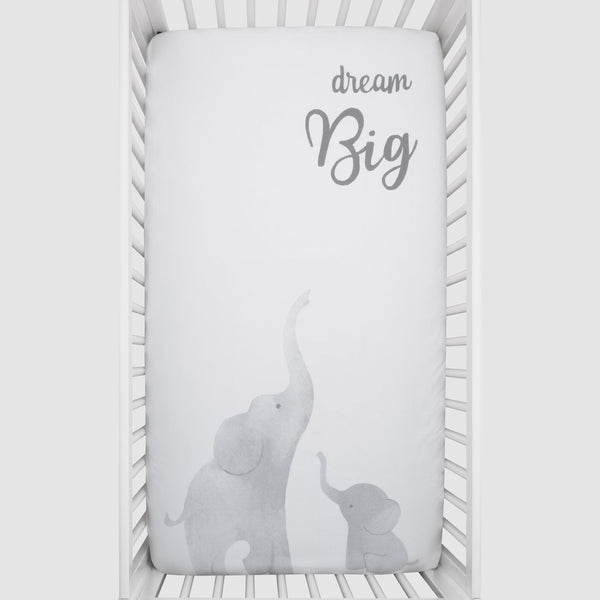 Elephant Tribe Grey and White 100% Cotton Photo Op Fitted Crib Sheet