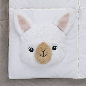 Playful Pals White, Tan, and Gray Four 3D Animals With Crinkle Plush Tummy Time Play Mat - Sloth, Llama, Elephant, and Giraffe