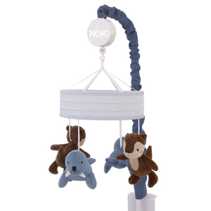 Arctic Adventure Light Blue and Brown Walrus and Sea Otter Plush Carousel Style Musical Mobile