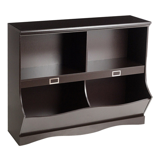 Kids storage unit toy organizer and bookshelf for children, angled view showcasing its design and functionality.
