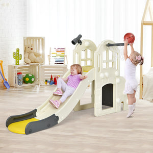 6-In-1 Large Slide for Kids Toddler Climber Slide Playset with Basketball Hoop