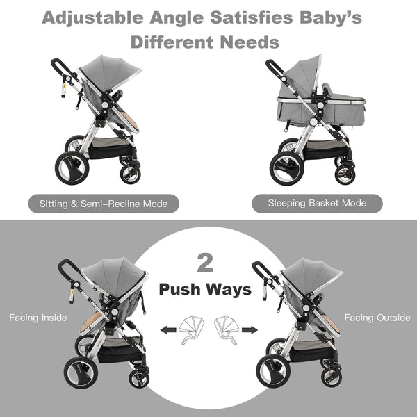 Folding aluminum baby stroller jogger with diaper bag, shown at angle 16, perfect for travel and outings.
