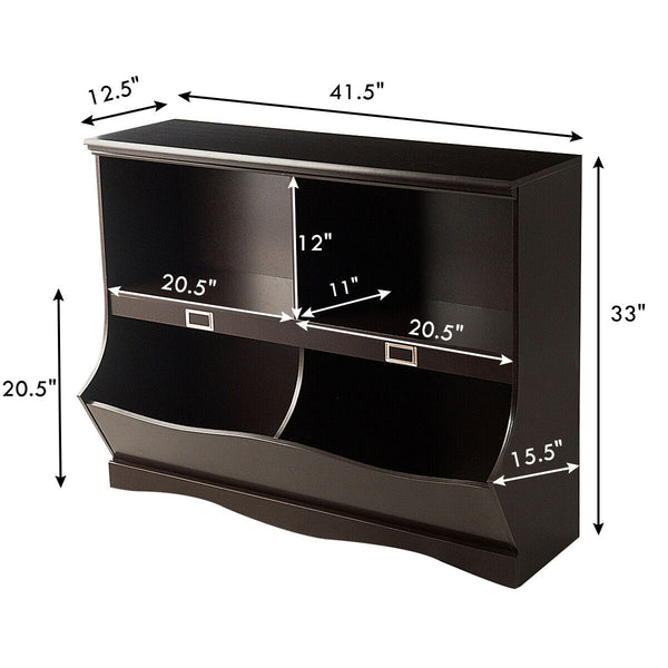 Kids storage unit toy organizer and bookshelf for children, angle view showcasing stylish and functional design.