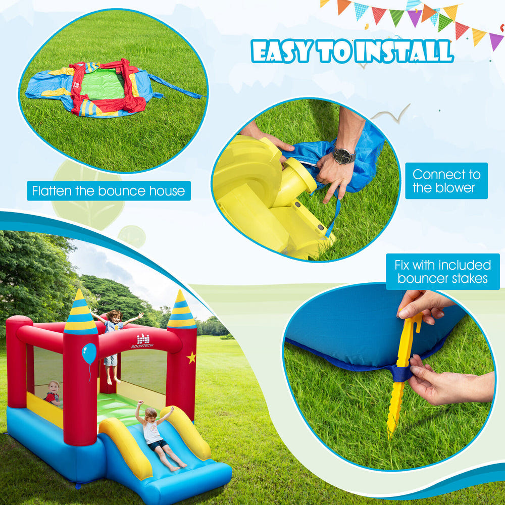 Kids Inflatable Bounce Castle Excluded Blower - Heavy-Duty