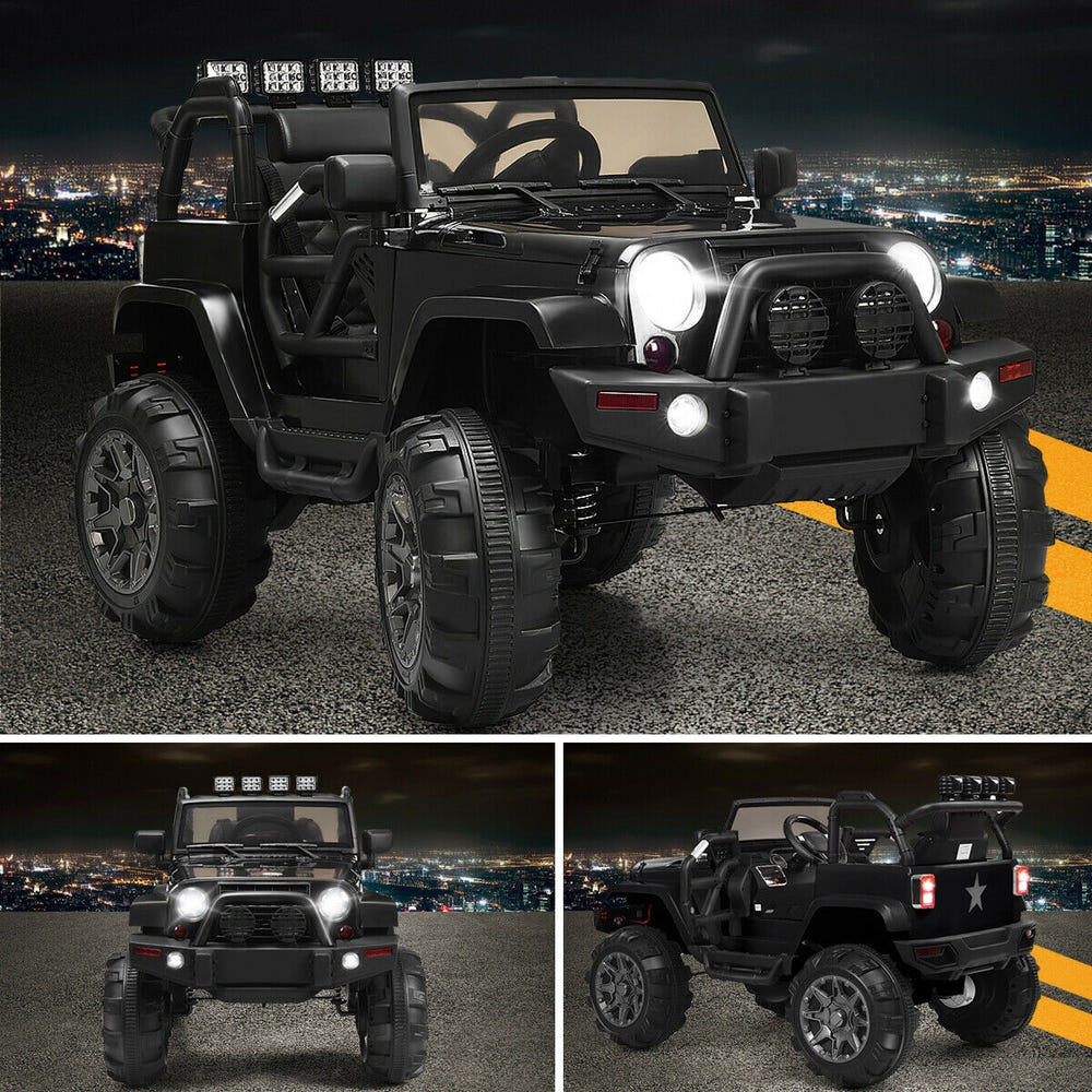 12V Kids Remote Control Riding Truck Car with LED Lights - Fun toy for adventurous young drivers.