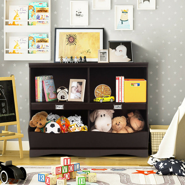 Kids storage unit and toy organizer for babies, featuring a stylish bookshelf design at angle 9.