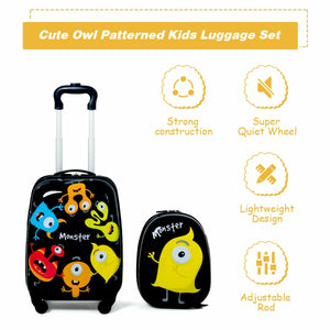 Green ABS kids suitcase set, 12-inch and 16-inch, perfect for travel. Stylish and durable luggage for babies and kids.