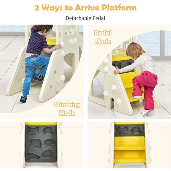 6-In-1 Large Slide for Kids Toddler Climber Slide Playset with Basketball Hoop
