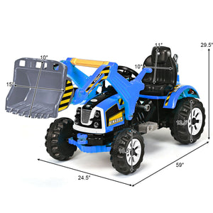 12V battery-powered kids ride-on dumper truck in angle 21 view, perfect for outdoor play and imaginative adventures.