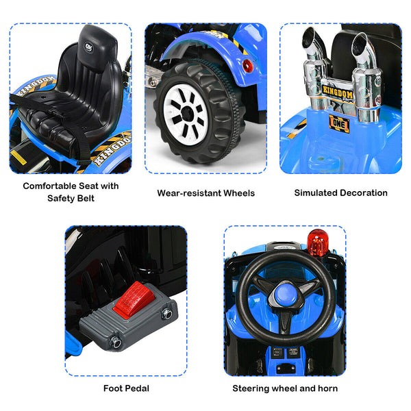 12V battery-powered kids ride-on dumper truck at angle 22, perfect for outdoor play and imaginative adventures.