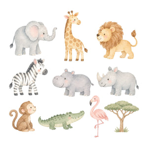 Safari Animal Wall Decals, Set of 10 - product only on white background