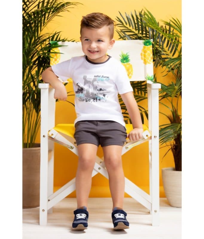Safari T Shirt for babies featuring playful animal prints, perfect for stylish and comfortable wear.