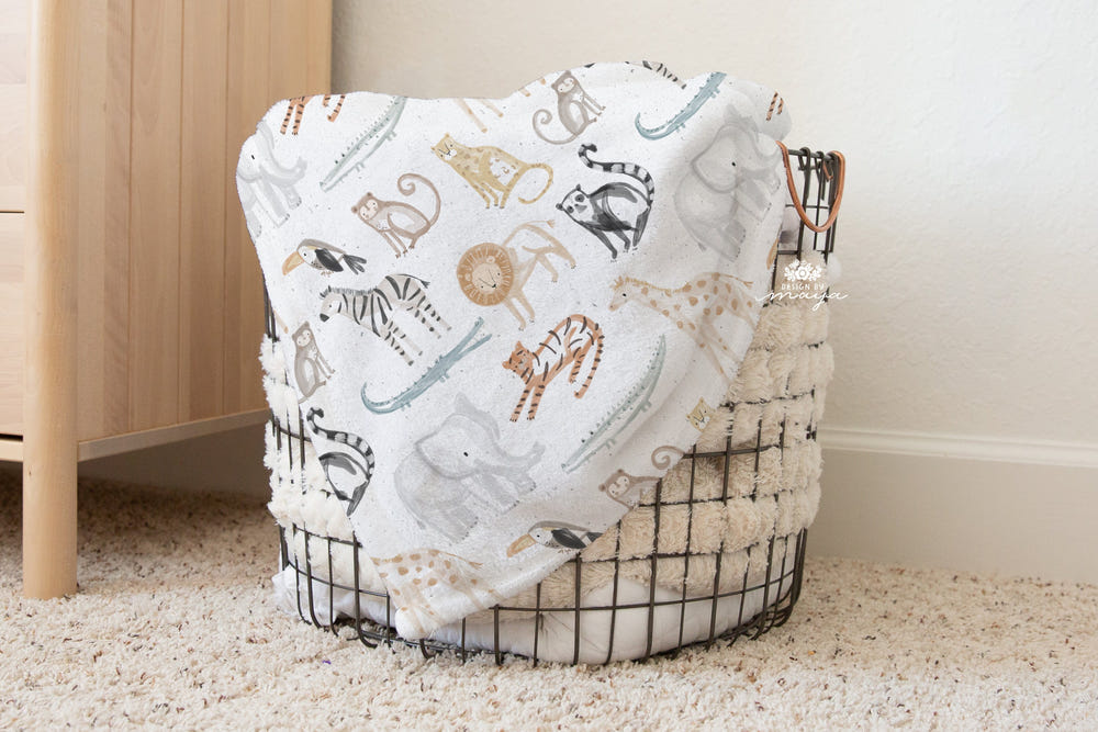 Vintage Baby Animals Farm blanket for infants, featuring adorable farm animal designs. Perfect for cozy snuggles.