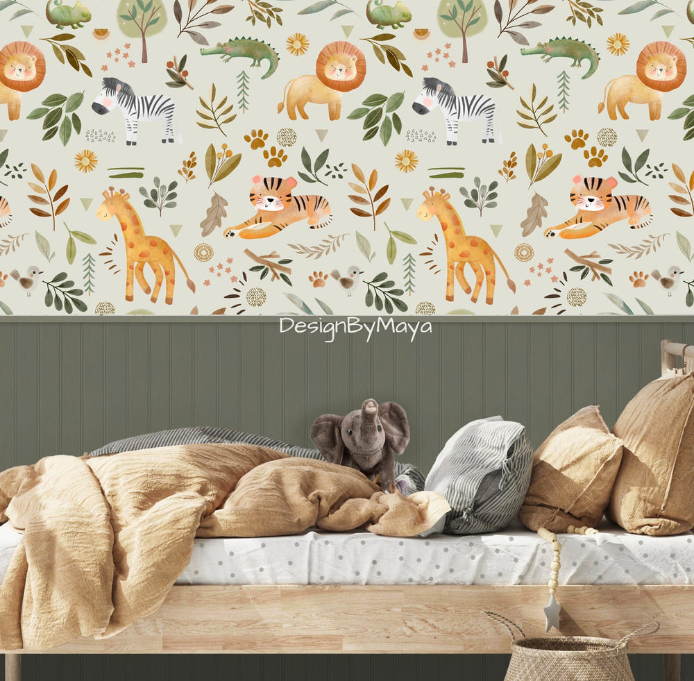 Arctic Animals Wallpaper for nursery wall decor, featuring cute animal designs perfect for baby rooms.