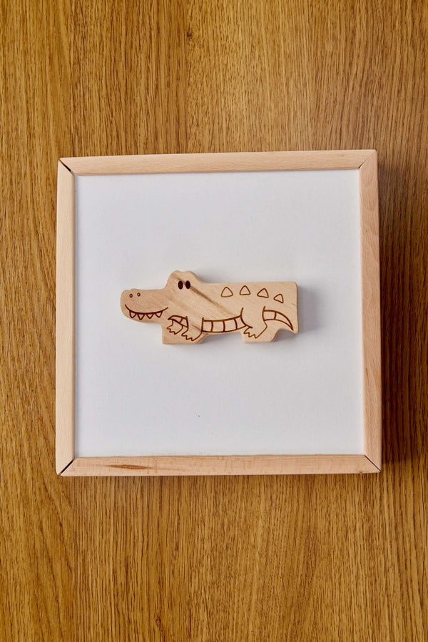 Wooden Safari Animal Puzzle Box for Toddlers