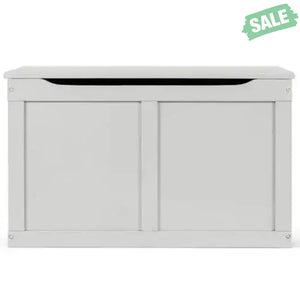 Safety Hinge Wooden Chest Organizer Toy Storage Box-White Gray Kids Storage